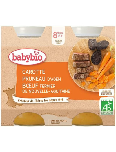 Carotte pruneau boeuf pot 2x200g Babybio