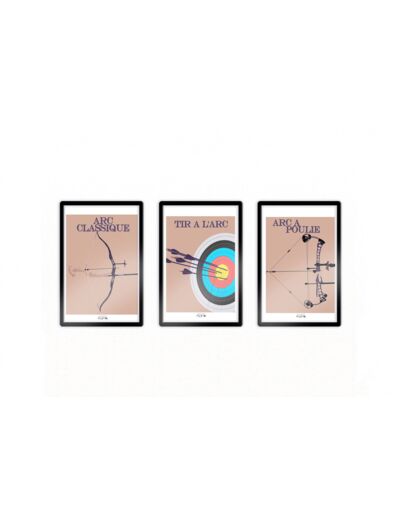 Affiches trio de tir à l'arc "'La cible, le classique et l'arc à poulie " - personnalisable
