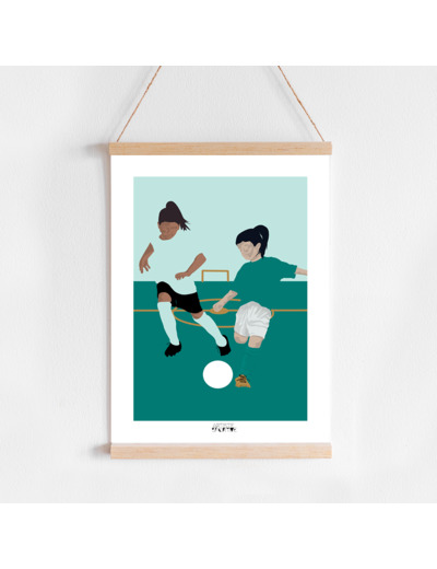 Affiche football "Les deux footballeuses"