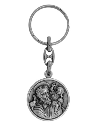 Porte-Clefs en Métal Argenté 30mm - CHRISTOPHE