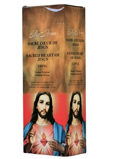 6 étuis Hexagonaux de 20 bâtons d'Encens - Sacré Coeur - Copal