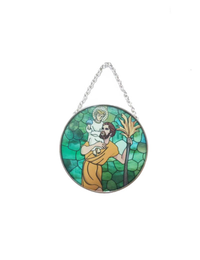 Vitrail Mural en verre D114mm, avec ventouse - ST CHRISTOPHE