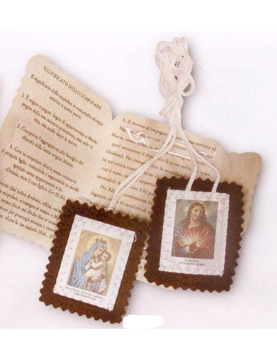 Scapulaire 5x4,5cm - suédine marron ND du MONT CARMEL/SC JESUS