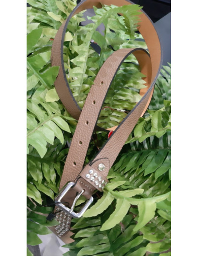 CTF1- 041Ceinture femme cuir taupe, blanc