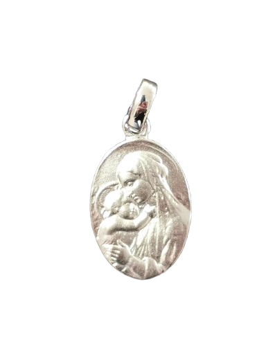 Médaille 18mm en Argent 925  - VIERGE ENFANT