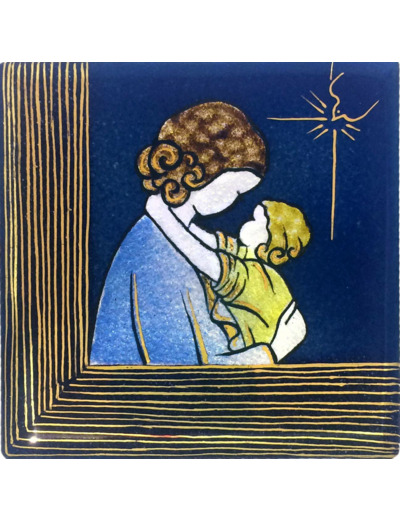 Vierge de Botticelli 8,1X8,1cm - EMAUX DU LIBAN