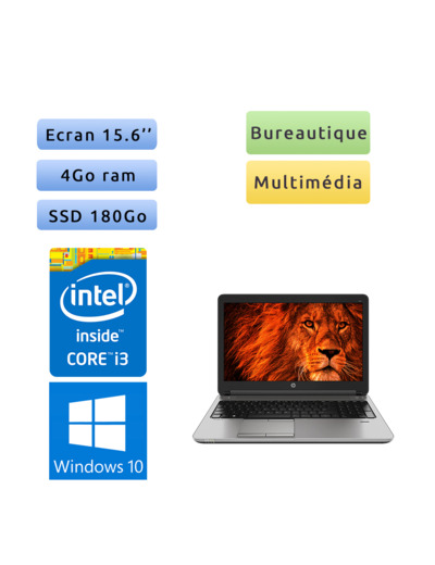HP ProBook 650 G2 - Windows 10 - i3 4Go 180Go SSD - 15.6 - Webcam - Ordinateur Portable PC - bureautique