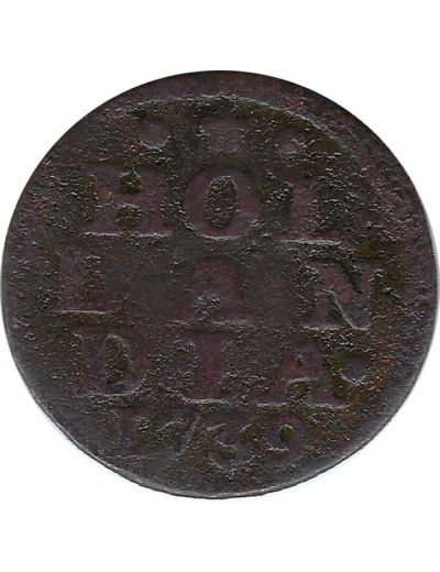 PAYS-BAS HOLLANDE 1 DUIT 1739 HOLLANDIA TB