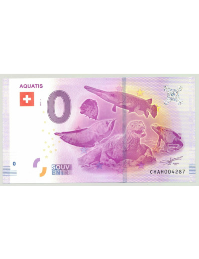 SUISSE 2017-1 AQUATIS BILLET SOUVENIR 0 EURO TOURISTIQUE NEUF