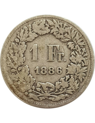 SUISSE 1 FRANC 1886 B TB N2