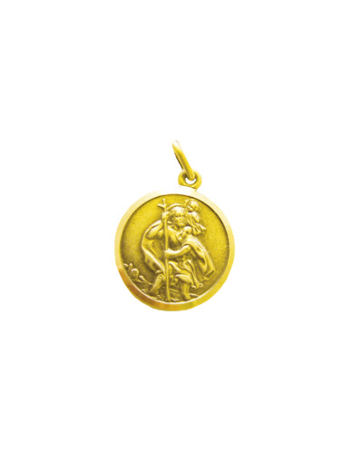 Médaille 18mm en Plaqué Or - SAINT CHRISTOPHE