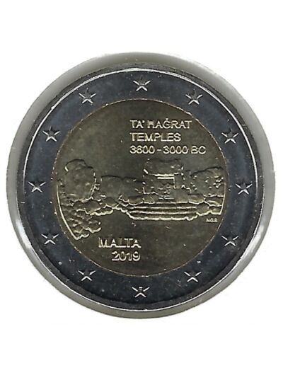 MALTE 2019 2 EURO COMMEMORATIVE TEMPLE TA HAGRAT SUP-