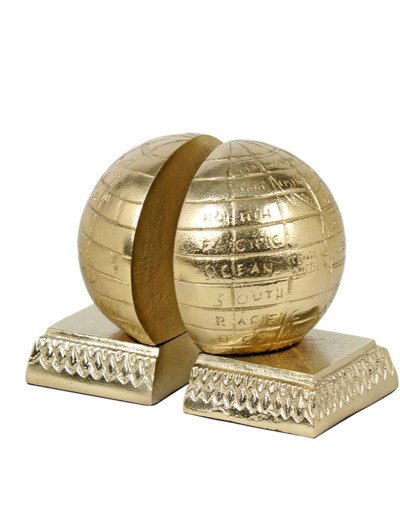 Serre livres globe doré 15x12x14cm