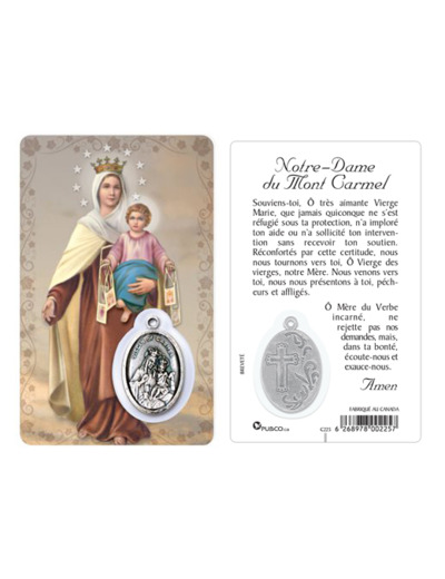 Carte-prière avec insertion ND DU MT CARMEL