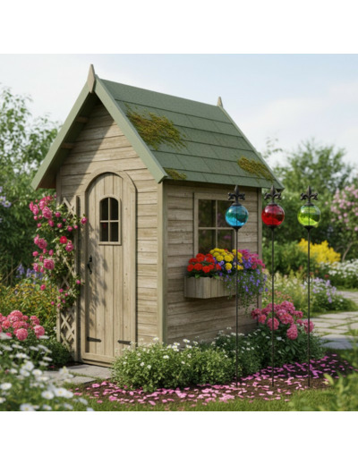 Ensemble 3 grand tuteurs boule fonte fleurs de lys 12x140cm