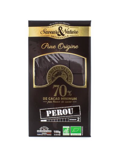 Chocolat Noir 70% Origine Pérou Bio 80g