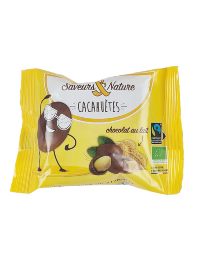 Cacahuètes Enrobées de Chocolat au Lait Bio 60g