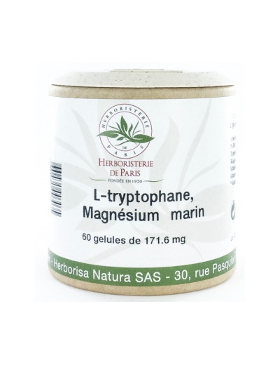 L Tryptophane Magnésium marin Vitamines E et B6 60 Gélules