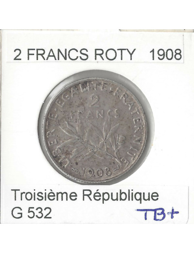 FRANCE 2 FRANCS SEMEUSE 1908 TB+