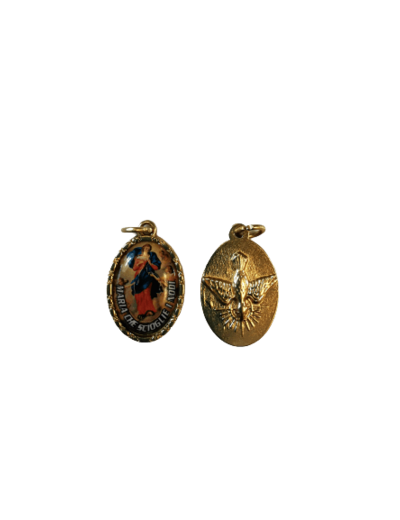 Médaille 20mm en Métal Doré avec Résine  - MARIE QUI DEFAIT NOEUDS