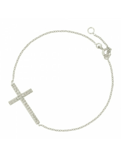 Bracelet en Argent 925 - CROIX STRASS 25MM