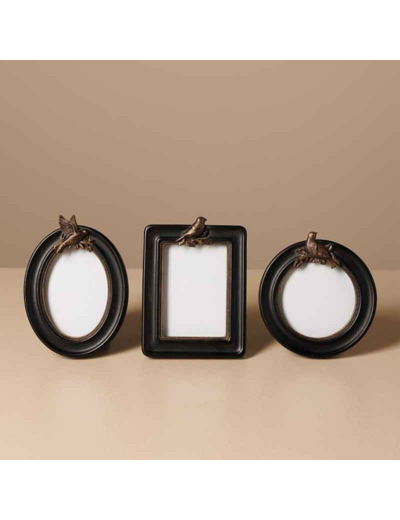 Ensemble 3 porte photos oiseaux 14x2x10cm