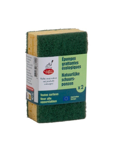2 Eponges grattantes vertes à récurer en matières recyclées