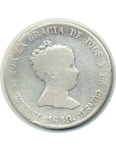 ESPAGNE 4 REALES 1849 CL ISABEL II TB+ (W519.2)