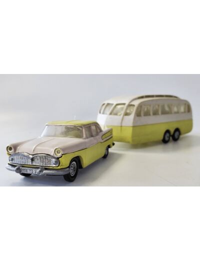 SIMCA CHAMBORD JAUNE BLANC ET CARAVANE HENON 2 TONS NOREV PLASTIQUE 1/43