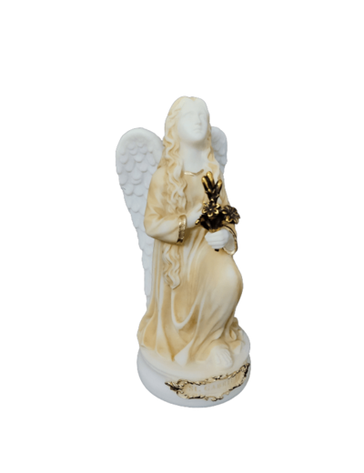 St Gabriel - Statue en albâtre 15cm - Beige et or