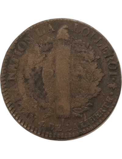 FRANCE LOUIS XVI 2 SOLS FRANÇOIS 1792 A (Paris) AN 4 TB (G25)