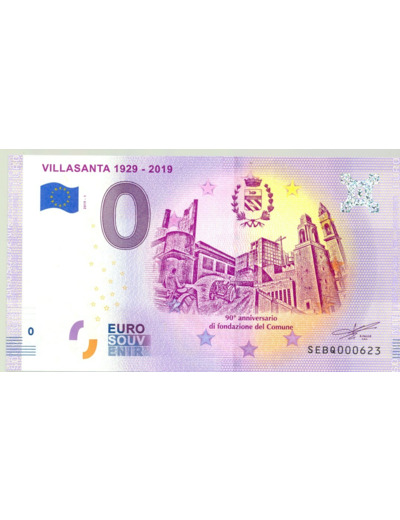 ITALIE 2019-1 VILLASANTA 1929-2019 BILLET SOUVENIR 0 EURO NEUF