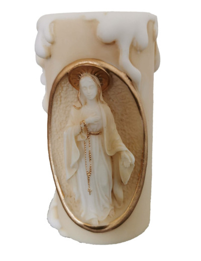 CHANDELLE  ALBATRE 11CM - Sacré Coeur de Marie Beige et Or