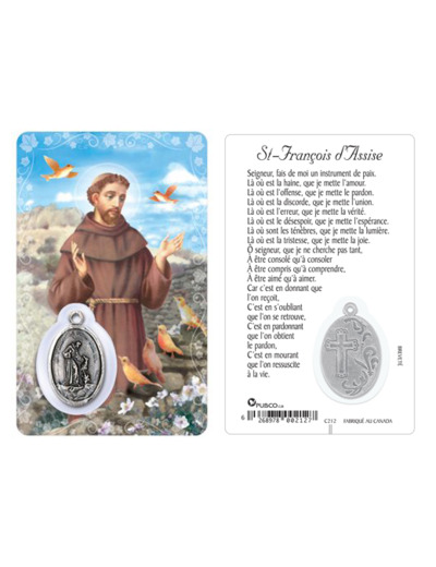 Carte-prière avec insertion ST FRANCOIS D'ASSISE