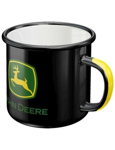 Mug émaillé rétro, John Deere, Logo Cerf – Cadeau pour propiétaire de Tracteur, Tasse de camping, 360 ml – Nostalgic-Art