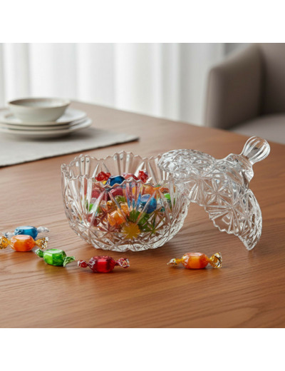 Bonbonnière ronde verre 10x13cm