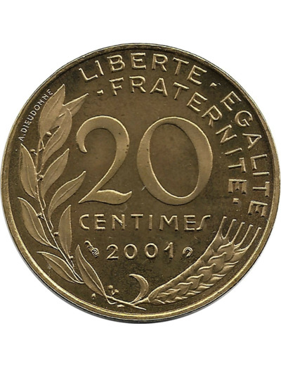 FRANCE 20 CENTIMES LAGRIFFOUL 2001 BE