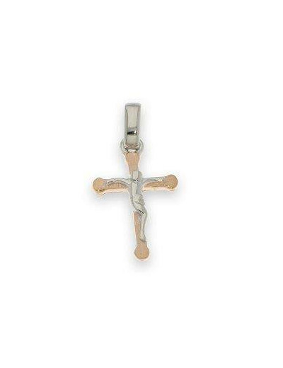 Croix en argent 925 plaqué-or 1,9cm avec Christ moderne argent