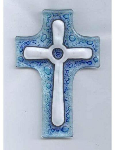 Croix en verre 8x12cm- CROIX BLANCHE