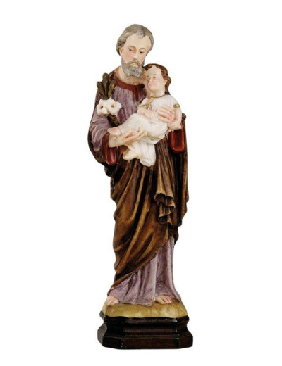 St Joseph 15 cm résine polychrome peint main