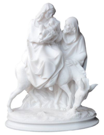 Fuite en Egypte -Statue en albâtre 25cm -Blanche