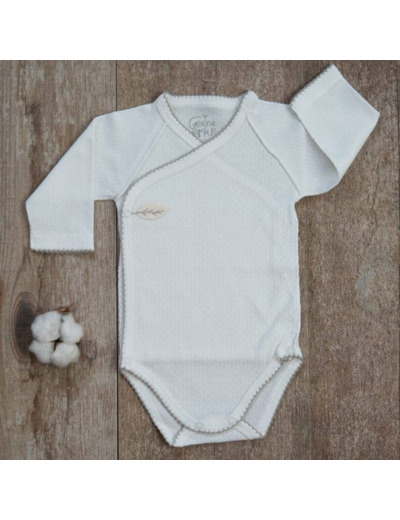 Body croisé coton bio maille fantaisie 6 mois et 9 mois