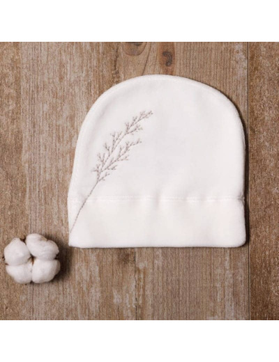 Bonnet bébé coton bio velours brodé