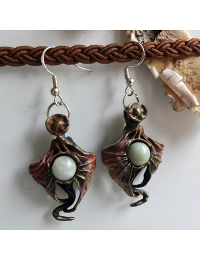 Boucles d'oreilles "Dragonnière" pierre naturelle Agate