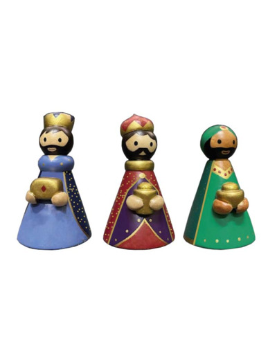 Rois Mages en bois doré et tourné 8cm