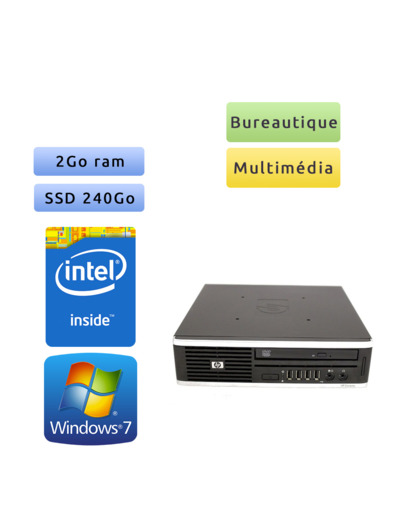 HP 8000 Elite USDT - Windows 7 - 3Ghz 2Go 240Go SSD - PC Tour Bureautique Ordinateur