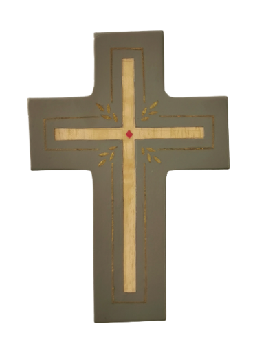 Croix - Christ glorifié - galet - 11x7,5cm