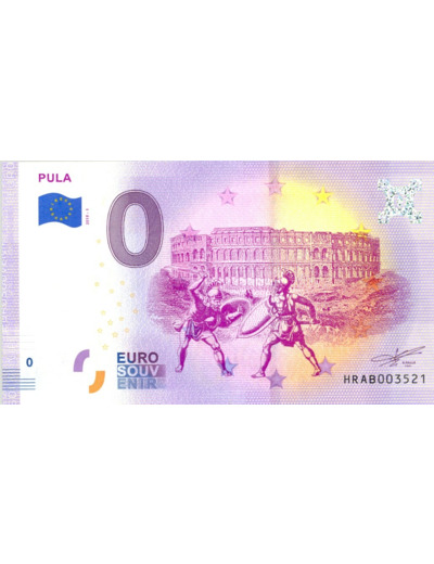 CROATIE 2019-1 PULA BILLET SOUVENIR 0 EURO TOURISTIQUE NEUF