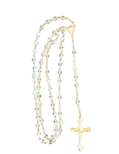 Chapelet Perles en Verre Sur Chaine Dorée - CRISTAL