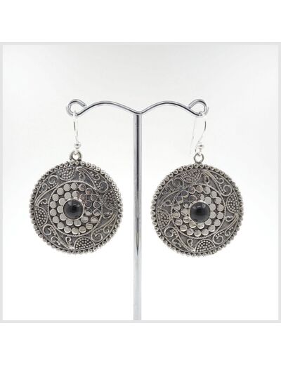 Boucles Onyx en argent massif